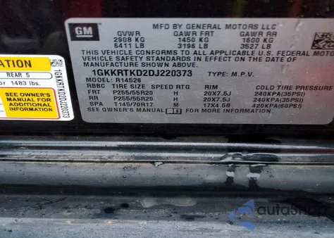 2013 GMC Acadia Denali z USA, uszkodzony, nr VIN 1GKKRTKD2DJ220373